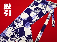 義若オリジナル激安セール柄股引き 市松に乱菊と家紋(紫)